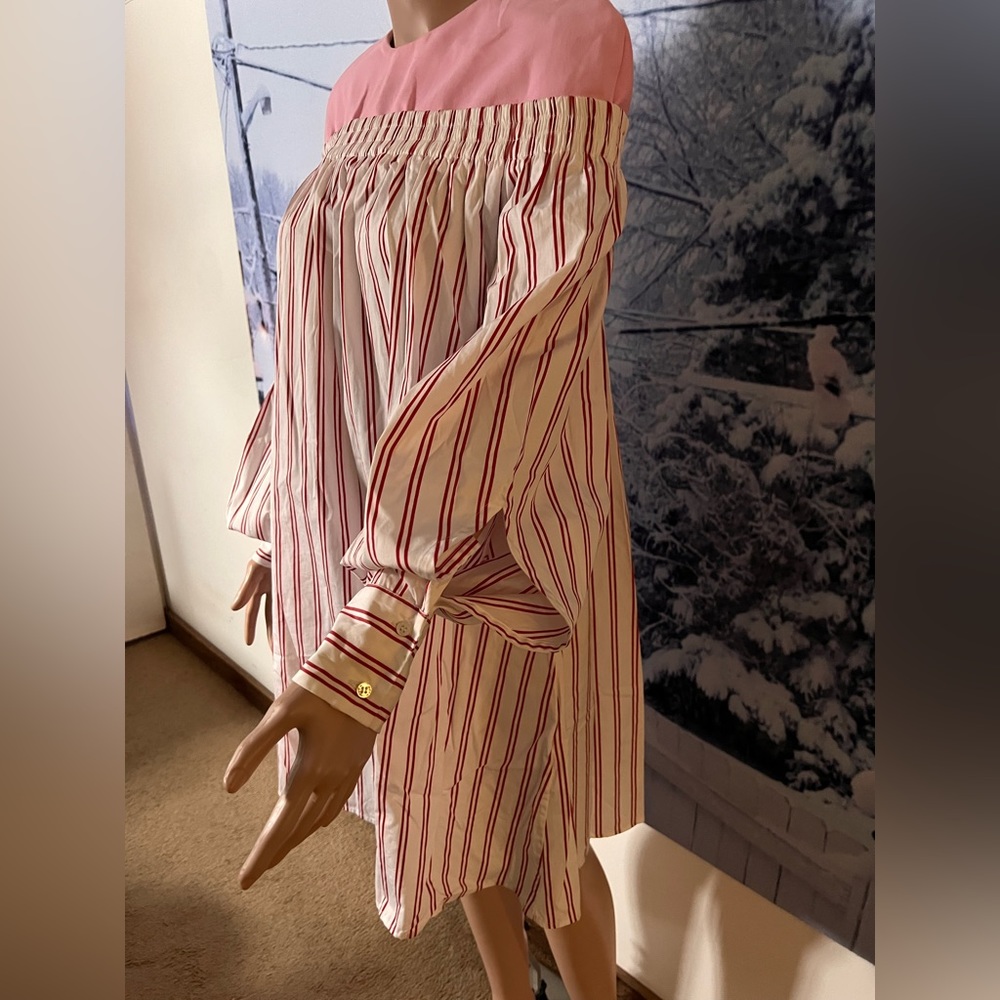 MSGM Milano Italian Dress. L/XL. Pink, red and white. Long sleeves.